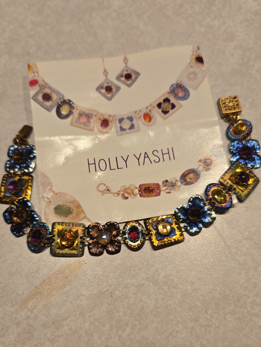 Holly Yashi Multicolor Floral Gemstone Link Bracelet
